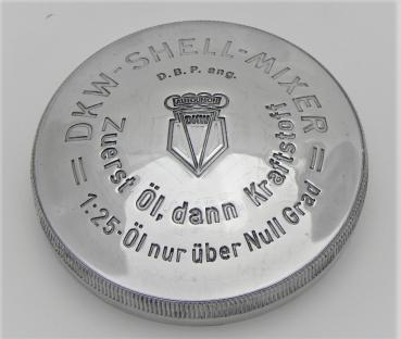 Tankdeckel "DKW-SHELL-MIXER" -  Aluminium poliert