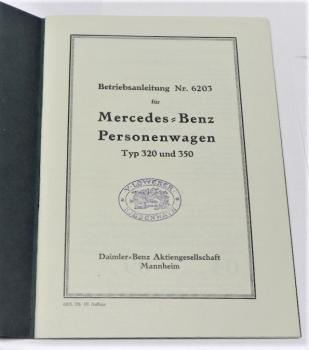 Betriebsanleitung MERCEDES-BENZ - Typ 320 - W04  und Typ 350 - W09 - 1928