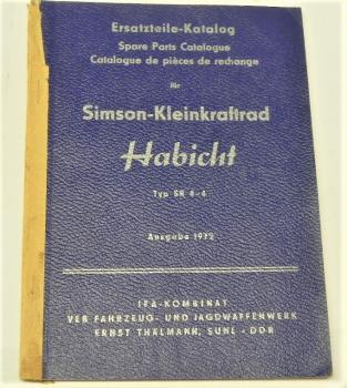 Ersatzteilkatalog SIMSON - Kleinkraftrad HABICHT - SR 4-4 - Januar 1972