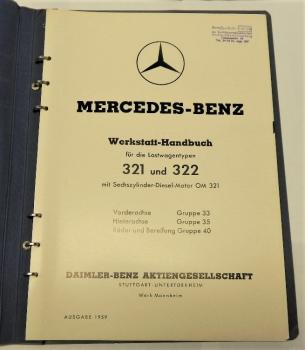 Werkstatt-Handbuch MERCEDES-BENZ  - LKW 321 und 322 mit Sechszylinder-Diesel-Motor OM 321 - Achsen und Räder - 1959