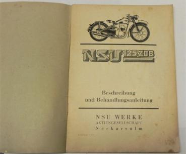 Betriebsanleitung / Handbuch - NSU 125 ZDB - ca. 1941