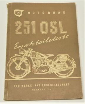 Ersatzteilkatalog / Ersatzteileliste NSU 251 OSL - Juni 1950