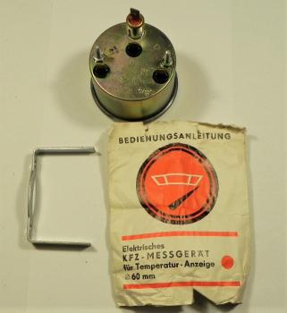 Temperaturanzeige elektrisch - bis 120°C - mit Chromring - Einbaudurchmesser 60 mm - für Wartburg,Robur, IFA W50 und diverse andere