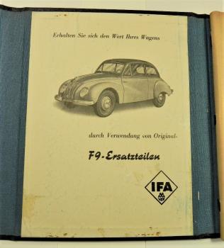 Ersatzteilkatalog / Ersatzteilliste für IFA F9 - Ausgabe 1954