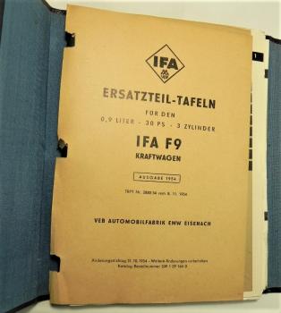 Ersatzteilkatalog / Ersatzteilliste für IFA F9 - Ausgabe 1954