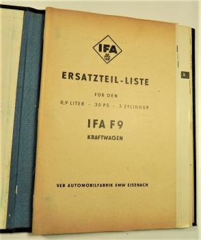 Ersatzteilkatalog / Ersatzteilliste für IFA F9 - Ausgabe 1954