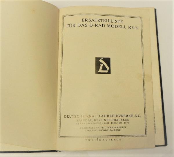 Ersatzteilkatalog D-Rad Modell R 0/4 - ca. 1926