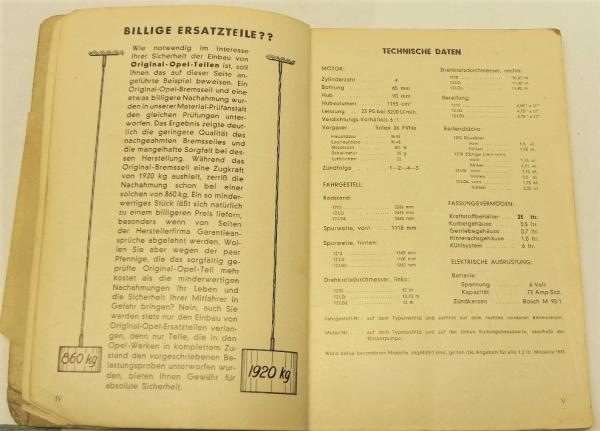 Betriebsanleitung / Handbuch OPEL 1,2 Ltr. - Juni 1933