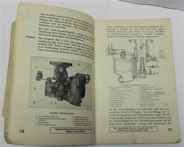 Betriebsanleitung / Handbuch OPEL 1,2 Ltr. - Juni 1933