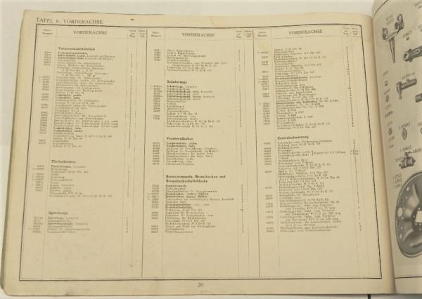 Ersatzteilkatalog / Ersatzteilliste HORCH 830 R - Kübelwagen - Reichswehr/Wehrmacht - ca. 1935