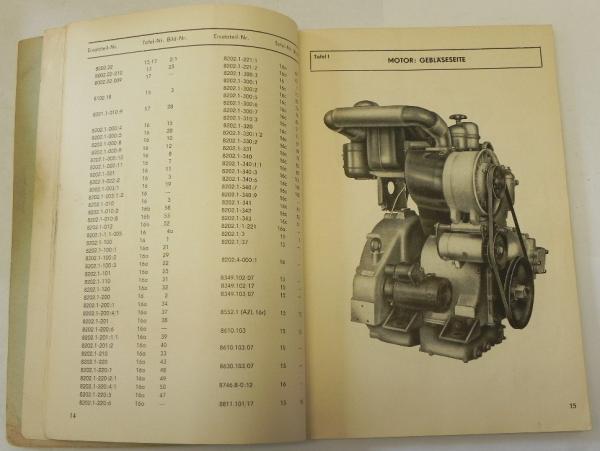 Ersatzteilkatalog / Ersatzteilliste für ROBUR Motor 1NVD12,5 SL - Ausgabe 1965