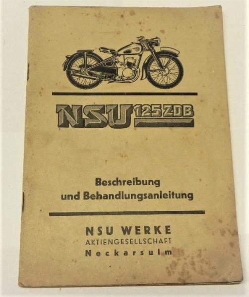 Betriebsanleitung / Handbuch - NSU 125 ZDB - ca. 1941