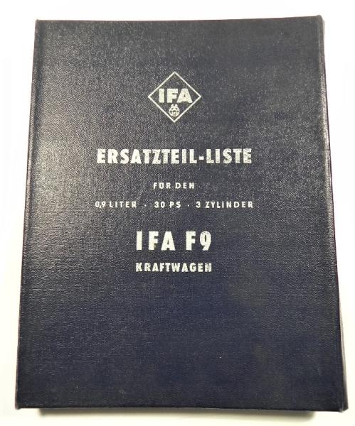 Ersatzteilkatalog / Ersatzteilliste für IFA F9 - Ausgabe 1954